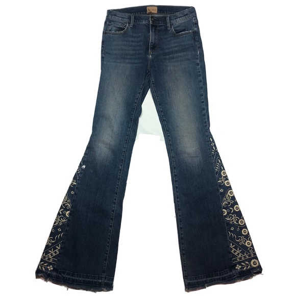 DRIFTWOOD Jeans Farrah Embroidered Floral Flare Women's 27 x 34 - Picture 1 of 9